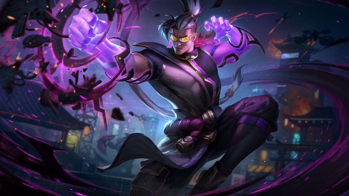 Na foto, a splash art do Lee Sin Tinta Sombria