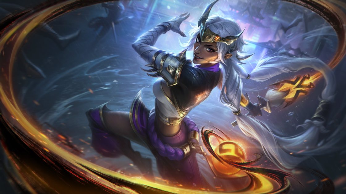 Na foto, a splash art da Nilah Tinta Sombria