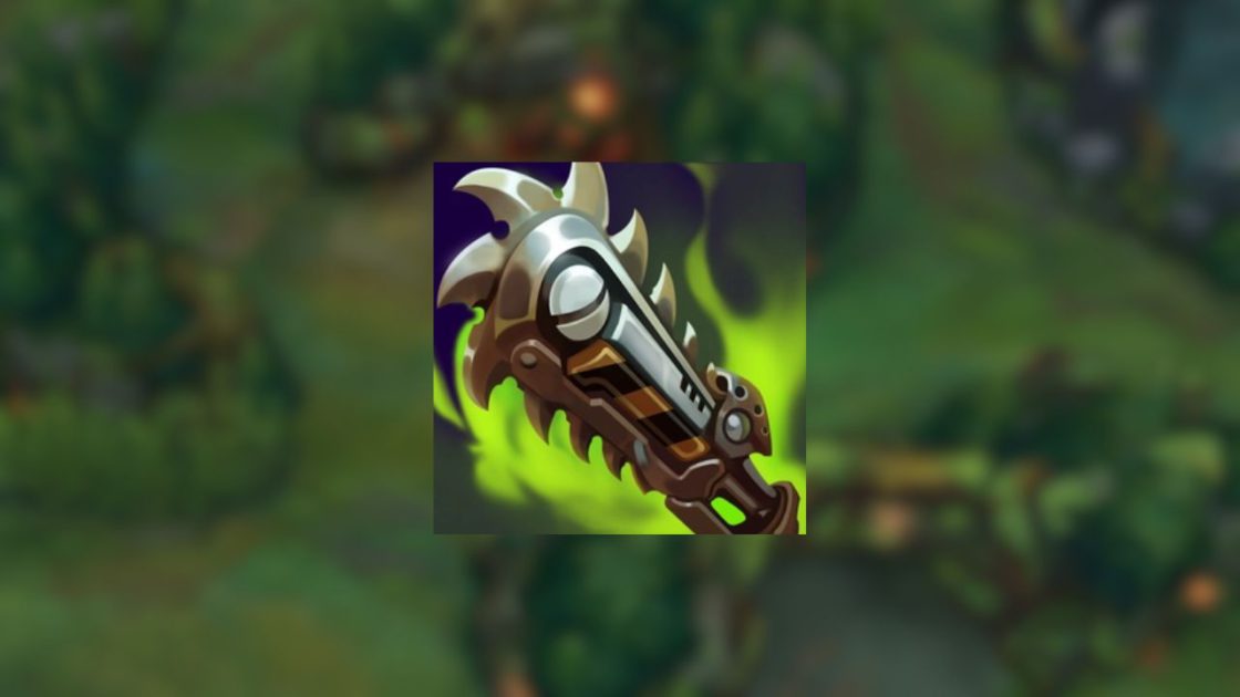 Na foto, a Serraspada Quimiopunk, um dos itens de corta cura no LoL