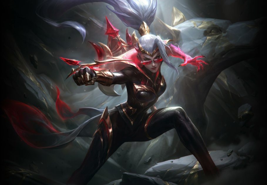Imagem da skin Vayne Lenda Ascendida no LoL.