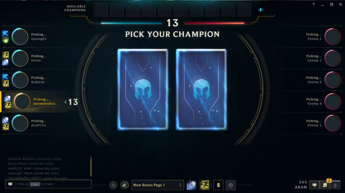 Foto das novas Cartas de Campeão no ARAM.