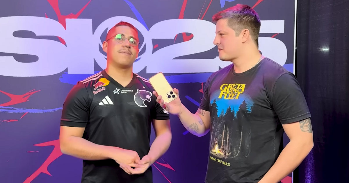 Imagem do Tatu, jungler da FURIA, sendo entrevistado