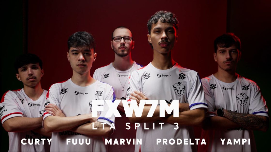 Na foto, o elenco do Fluxo W7M para o 3º split da LTA Sul 2025