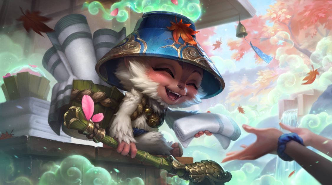 Na foto, a skin Teemo Termas do Florescer Espiritual 2025 de Prestígio