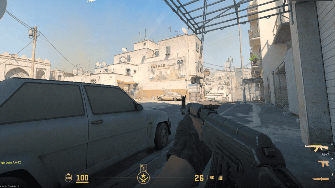Foto do jogo CS2 em jogo privado, que permite comandos.