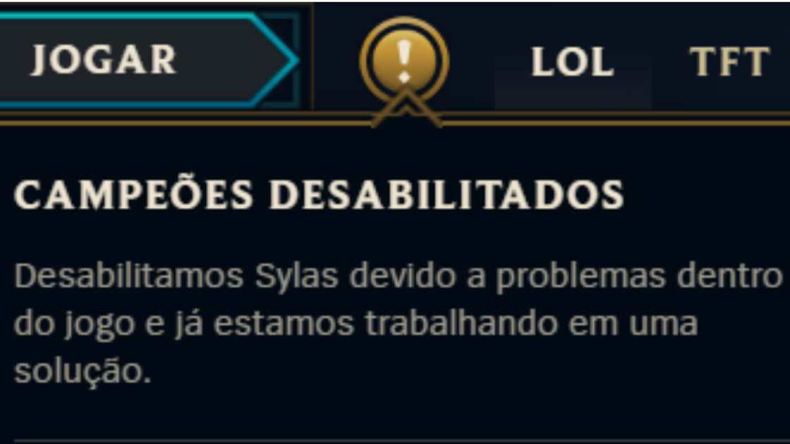 Imagem da explicação do Sylas estas desabilitado.