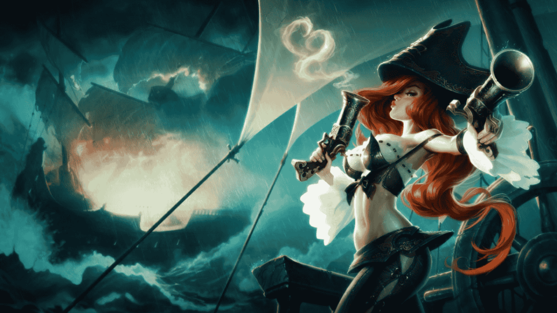 Imagem de Miss Fortune, uma das ADCs mais fáceis do LOL.
