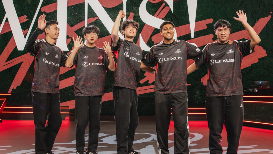 Na foto, a 100 Thieves, organização da LTA Norte 2025