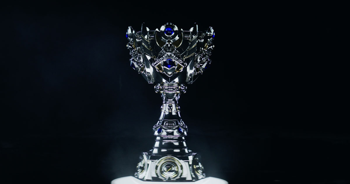 Imagem do noto troféu Summoner's Cup para o Worlds 2025