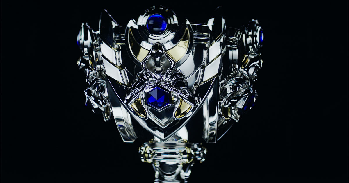 Imagem do noto troféu Summoner's Cup para o Worlds 2025