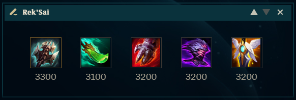 Foto da itemização da Rek'Sai top.