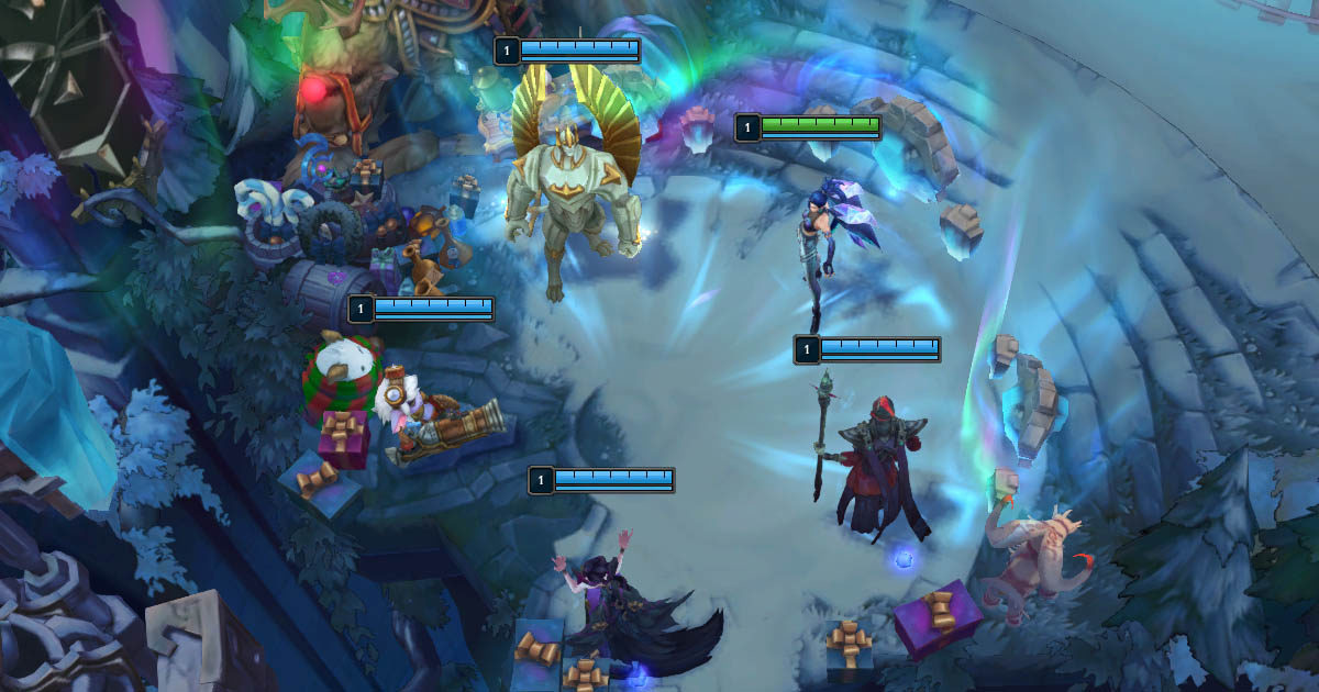 Imagem dos primeiros segundos de uma partida de League of Legends