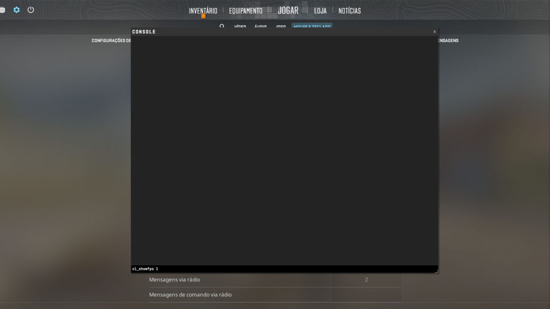 Tela com comandos CS2 no console do jogo