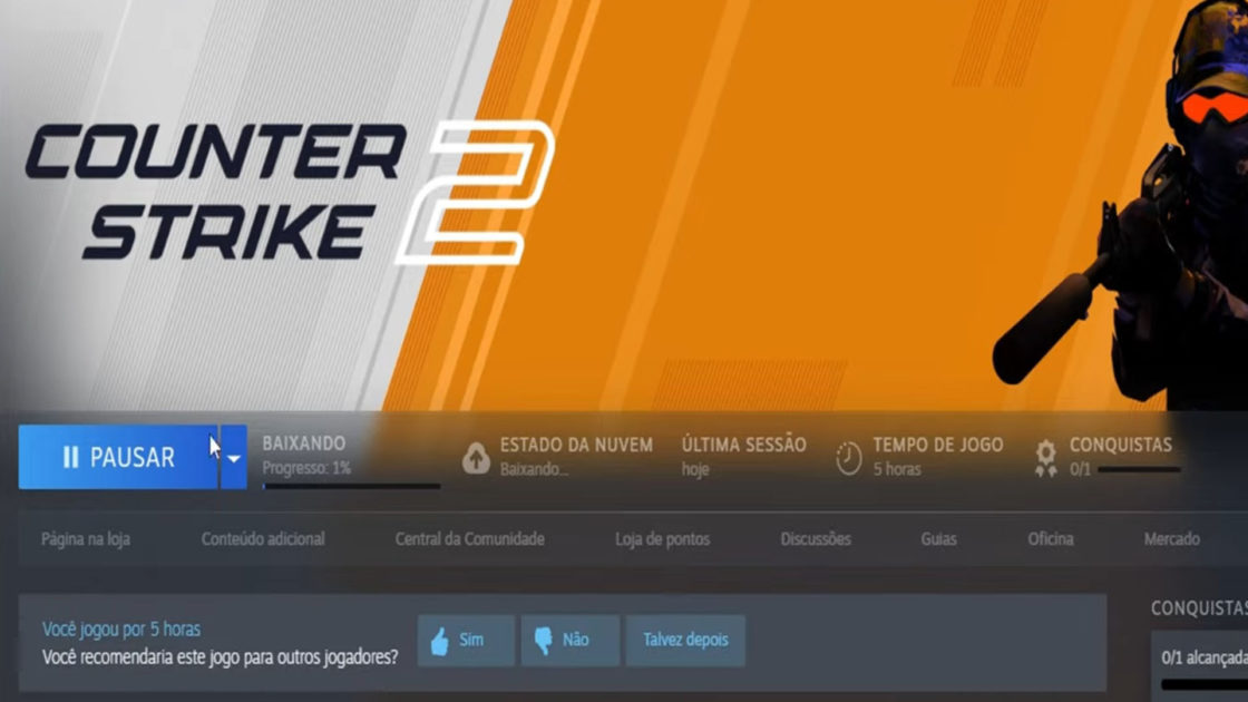 Tela inicial do CS2 na Steam (Imagem: CS2)