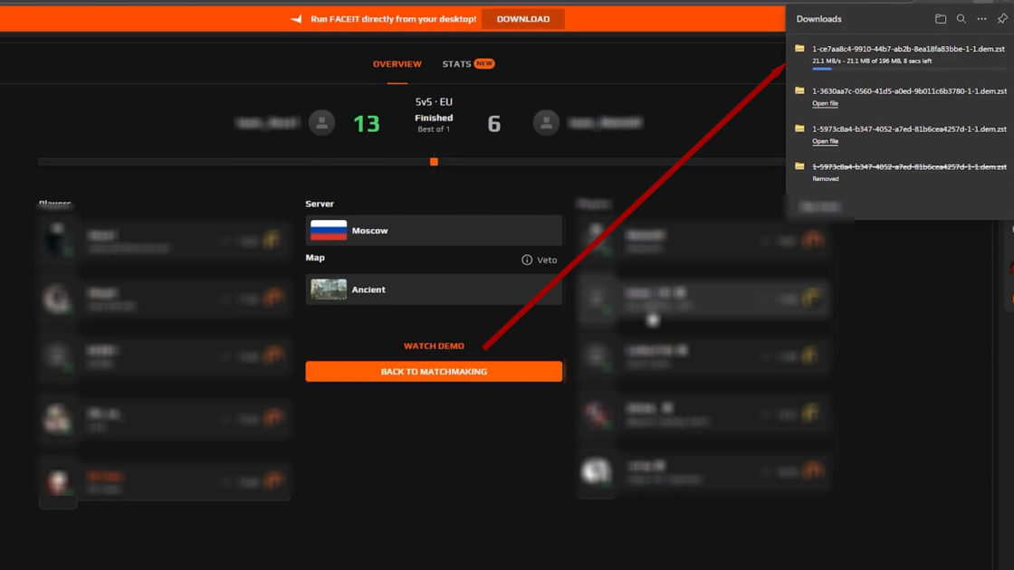 Processo de extração e renomeação para ver demo CS2
