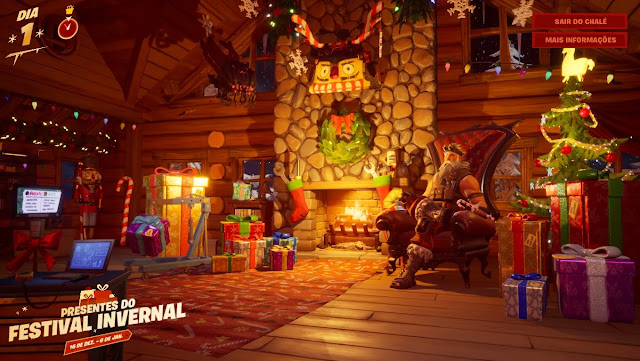 Fortnite distribui presentes de Natal no chalé invernal; veja como