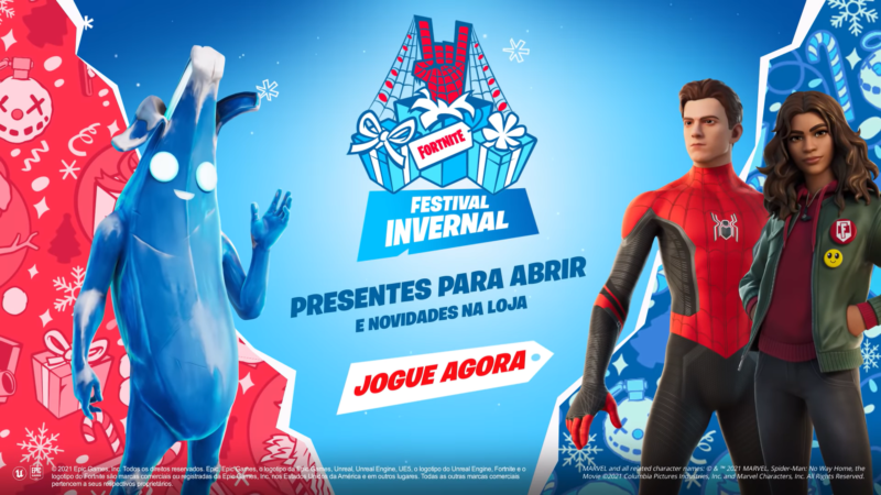 O Festival Invernal 2021 do Fortnite Está Trazendo Presentes, Tarefas  Especiais, Trajes de Homem-Aranha — Sem Volta Para Casa e Mais!