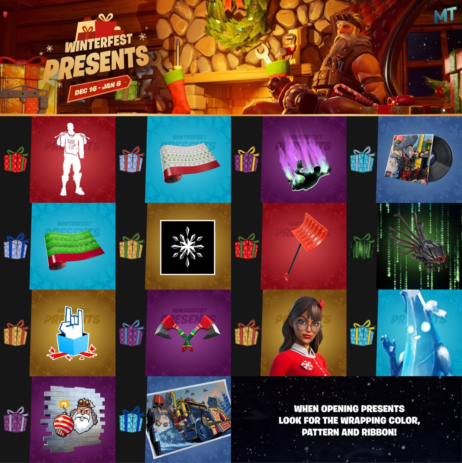 Fortnite veja todos os presentes do chal do festival invernal mais